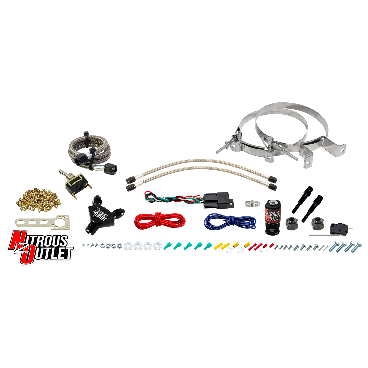 Nitrous Outlet Powersports EFI Twin Cylinder Dry Nozzle System (Aluminum 90 Degree Nozzle)(20,30,40,50,60 HP)(No Bottle)