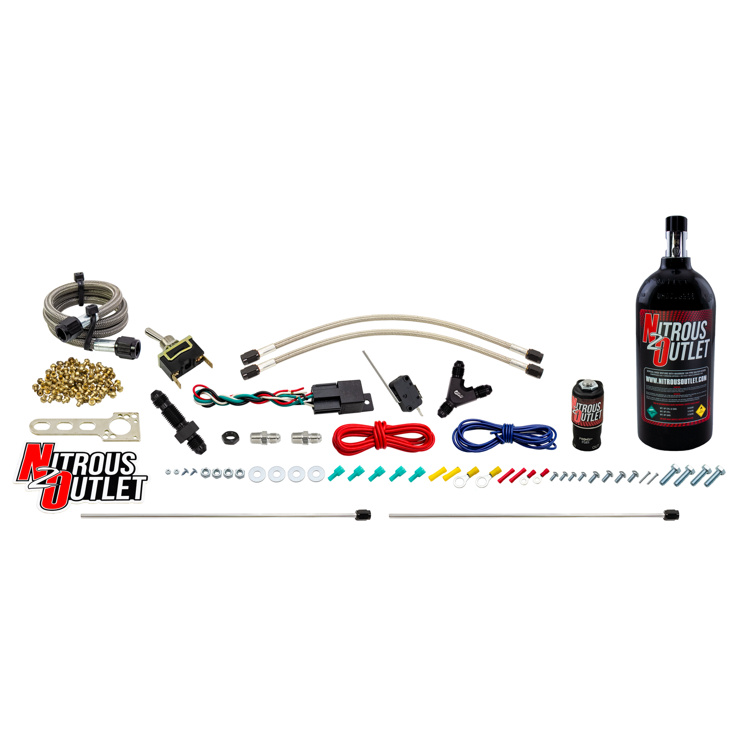 Nitrous Outlet Powersports Dry Twin Discharge Hard-Line System (20,30,40,50,60 HP)(2.5LB Bottle)
