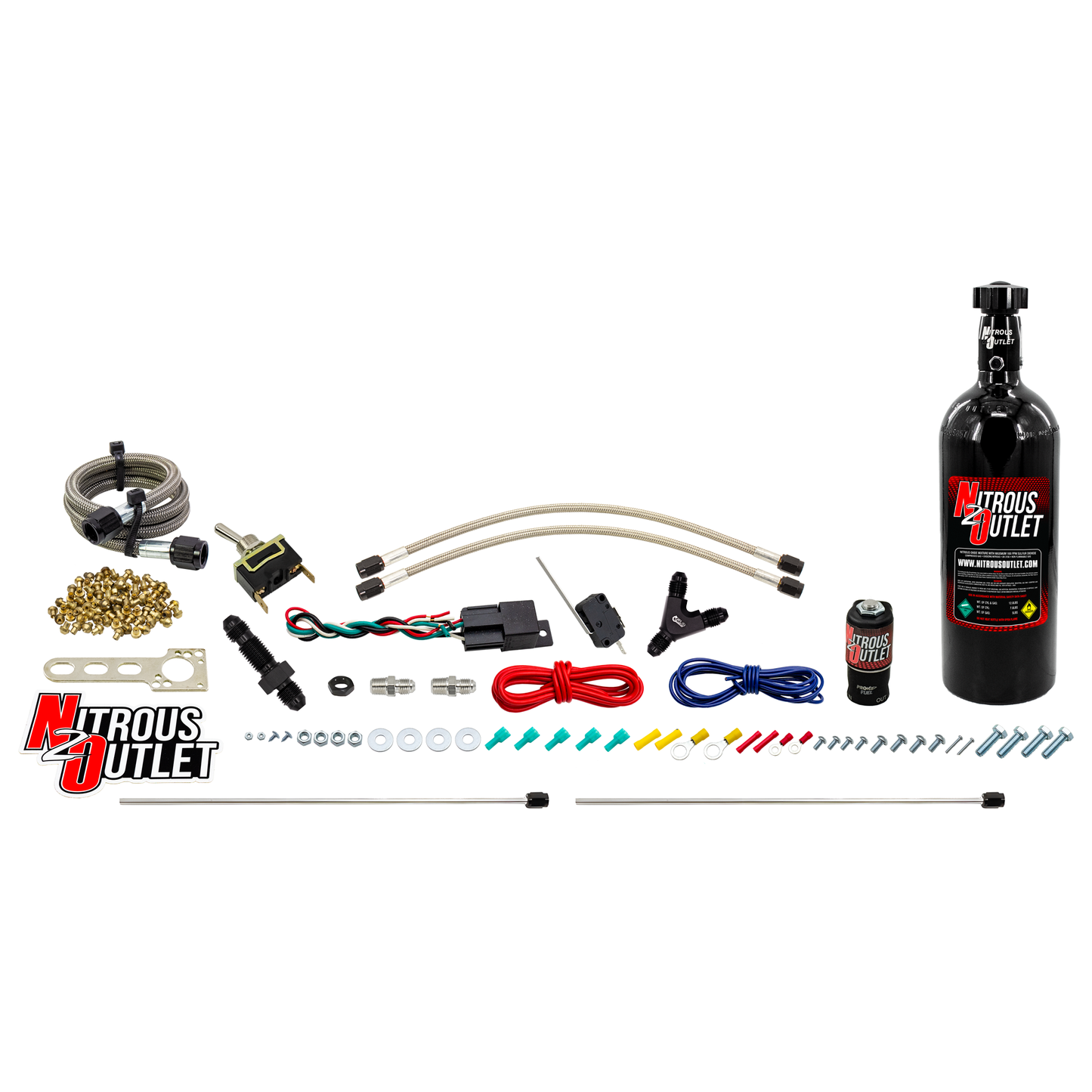 Nitrous Outlet Powersports Dry Twin Discharge Hard-Line System (20,30,40,50,60 HP)(5LB Bottle)