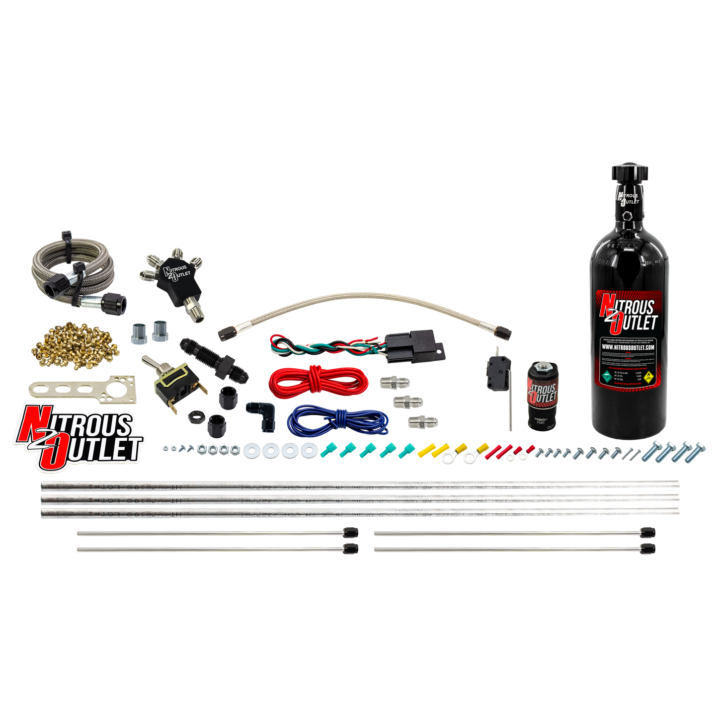 Nitrous Outlet Powersports Dry Quad Discharge Hardline System (40,60,80,100,120 HP)(5LB Bottle)