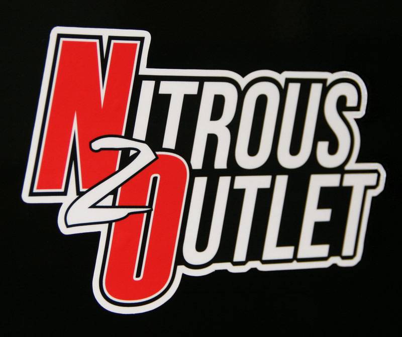 Nitrous Outlet Promotional Sticker Die CutRed/White, Black Outline - 6''X 4''