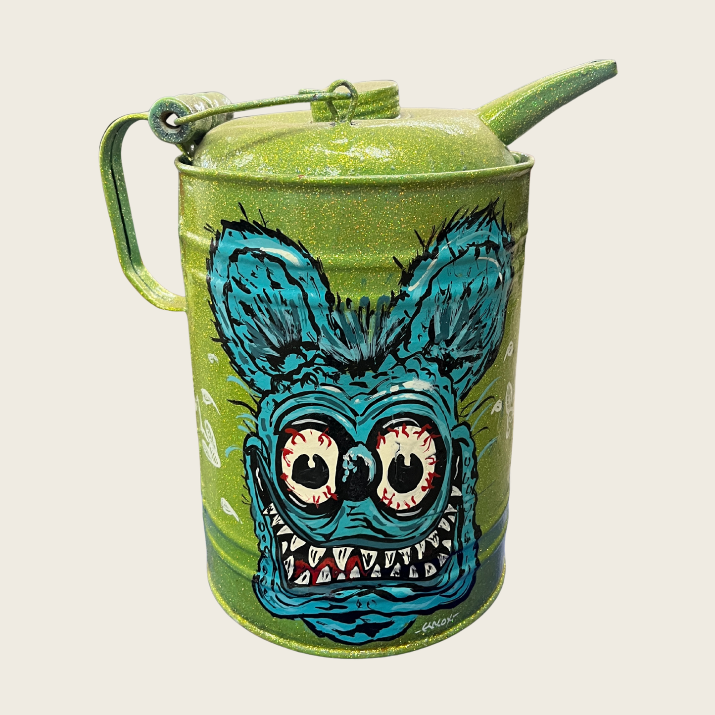 Monster Animation Custom Vintage Fuel Can – Hand-Painted Collectible