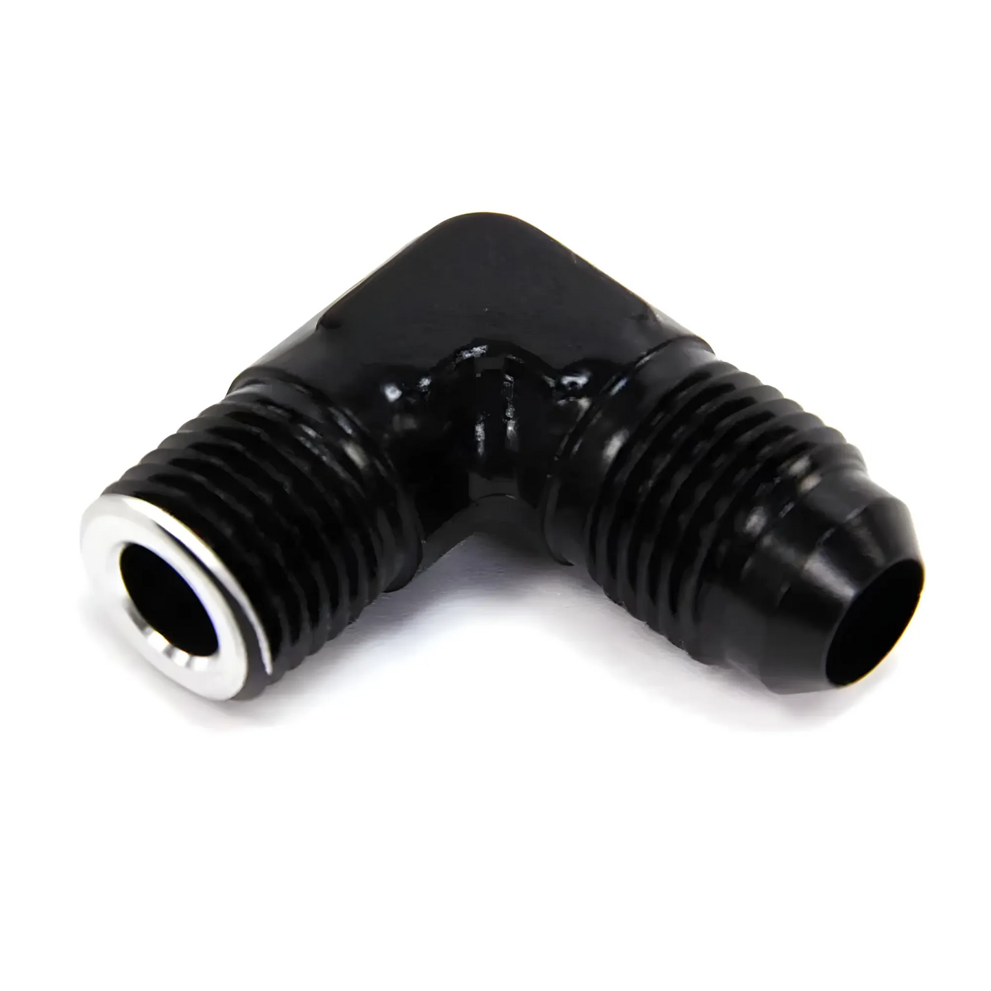 Nitrous Outlet 1/4" NPT X 6AN 90 Degree Fitting - Male/Male (BLACK)(For Nitrous Solenoid)
