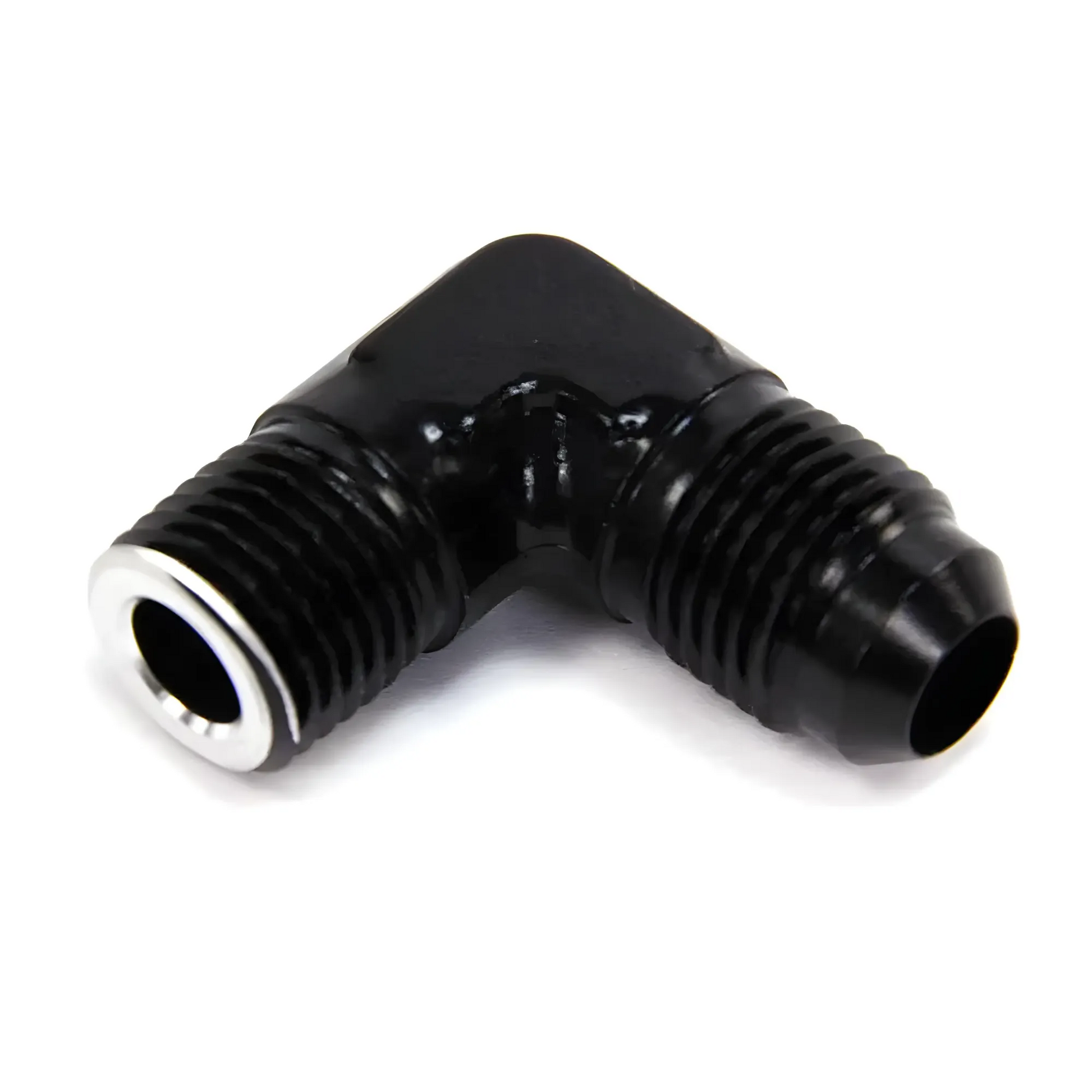 Nitrous Outlet 1/4" NPT X 6AN 90 Degree Fitting - Male/Male (BLACK)(For Nitrous Solenoid)