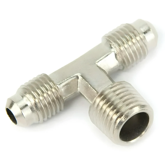 Nitrous Outlet 1/4" NPT x 4AN x 4AN Branch Tee Fitting - Male/Male/Male