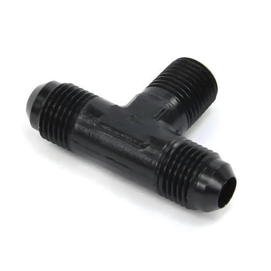 Nitrous Outlet 1/4" NPT x 6AN x 6AN Branch Tee Fitting - Male/Male/Male (BLACK)