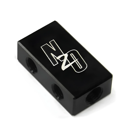 Nitrous Outlet Compact 2 in 4 Out Sensor Port Distribution Block - 1/8" NPT Inlets, 5/16-24" Outlets
