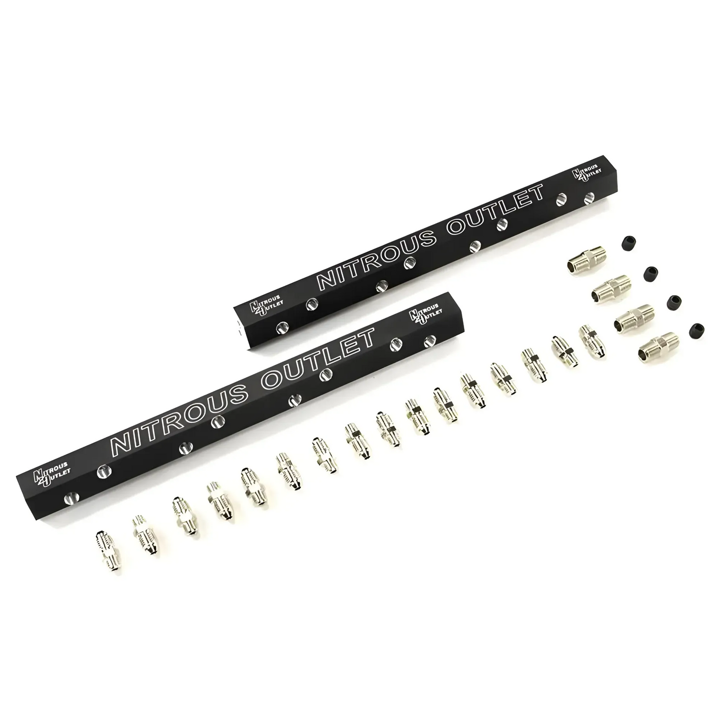 Nitrous Outlet Dual Passage Dual Injection Rail Kit With Fittings for 1997 - UP Corvette -1/8" NPT Inlets, 5/16-24" Outlets, 10" Long