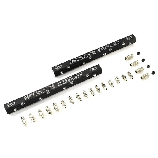 Nitrous Outlet Dual Passage Dual Injection Rail Kit With Fittings for 1997 - UP Corvette -1/8" NPT Inlets, 5/16-24" Outlets, 10" Long