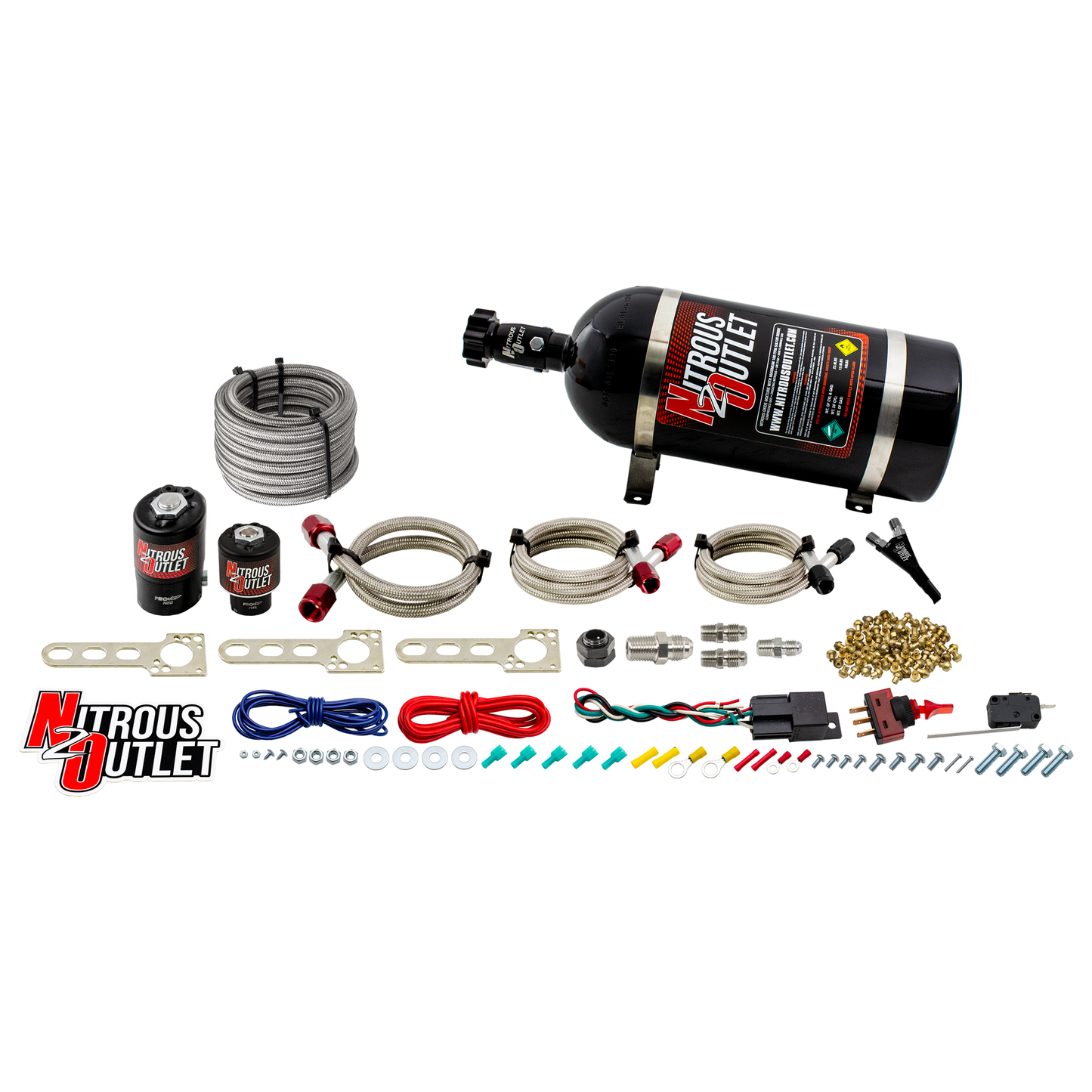 Nitrous Outlet GM EFI Single Nozzle System - Gas/E85 (5-55psi)(35-200HP)(10lb Bottle)