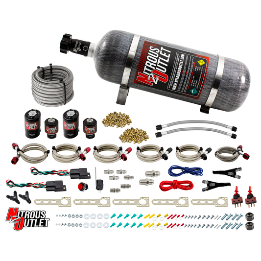 Nitrous Outlet GM EFI Dual Stage Single Nozzle System - Gas/E85 (5-55psi)(35-200HP)(12lb Bottle)