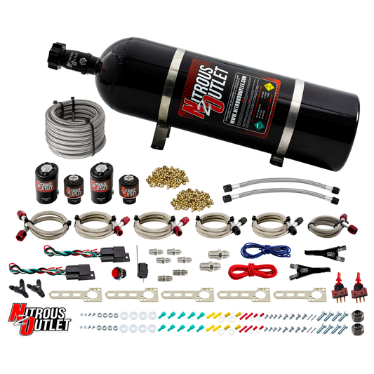 Nitrous Outlet GM EFI Dual Stage Single Nozzle System - Gas/E85 (5-55psi)(35-200HP)(15lb Bottle)