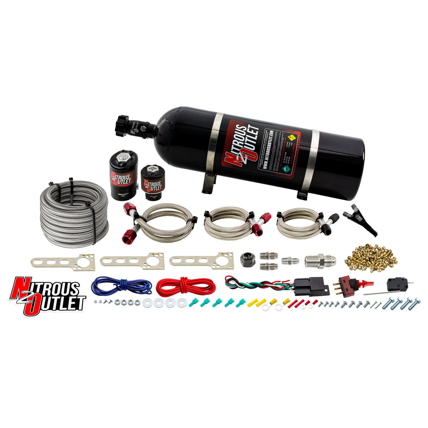 Nitrous Outlet GM 2010-2020 V6 Camaro EFI Single Nozzle System - Gas/E85 (5-55psi)(35-200HP)(15lb Bottle)