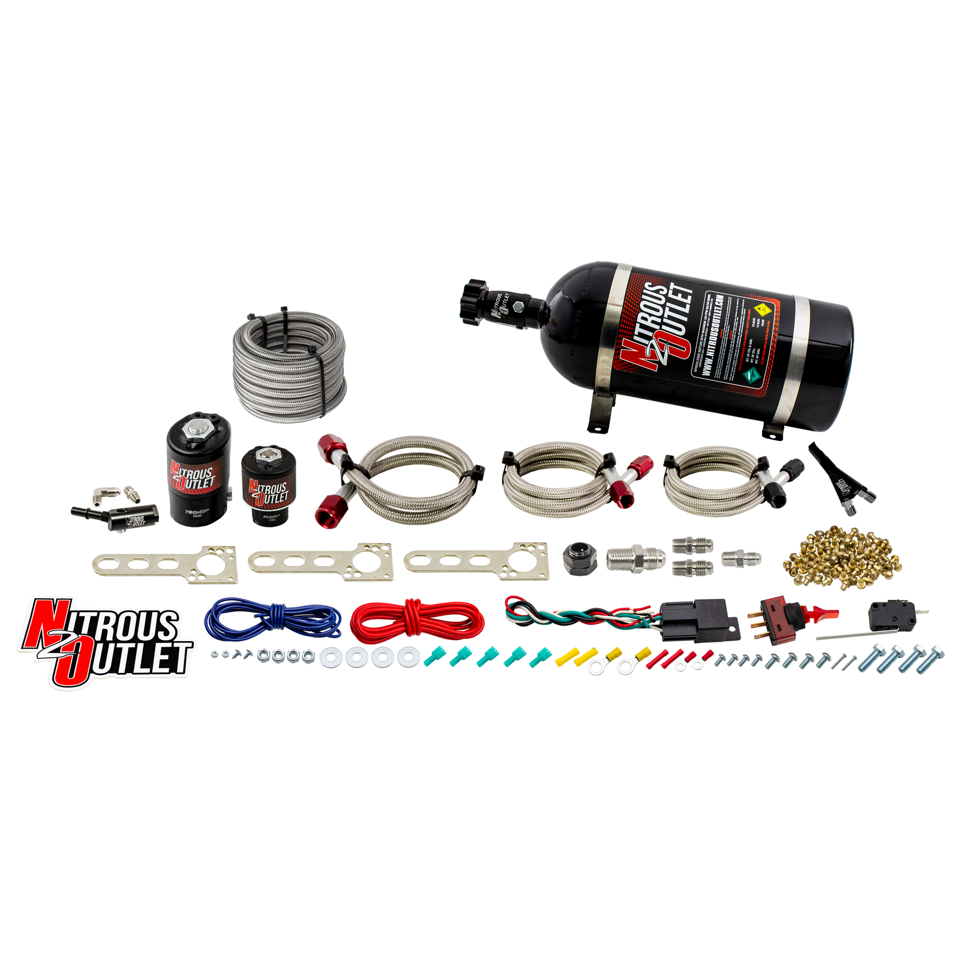 Nitrous Outlet GM 2014-2020 EFI Single Nozzle System - Gas/E85 (5-55psi)(35-200HP)(10lb Bottle)