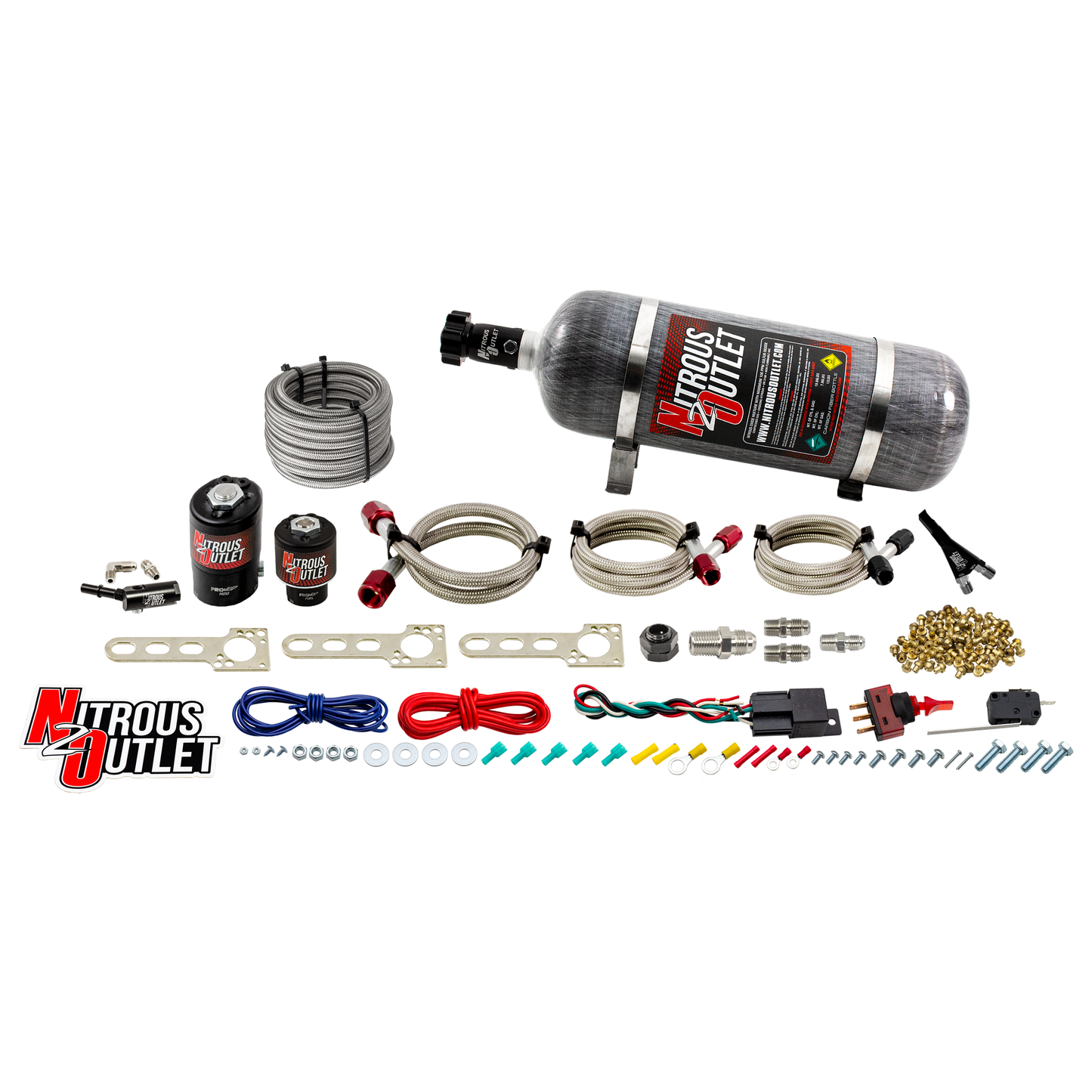 Nitrous Outlet GM 2014-2020 EFI Single Nozzle System - Gas/E85 (5-55psi)(35-200HP)(12lb Bottle)