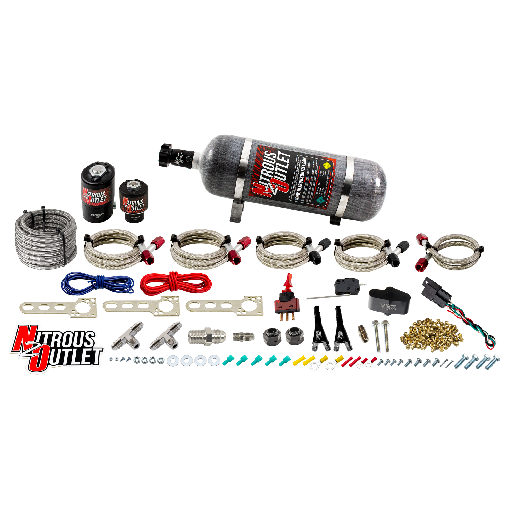Nitrous Outlet Nissan 2009-2020 370Z Dual Nozzle System - Gas/E85 (5-55psi)(70-200HP)(12lb Bottle)