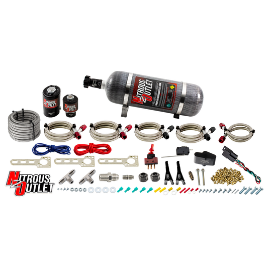 Nitrous Outlet Nissan 2009-2020 370Z Dual Nozzle System - Gas/E85 (5-55psi)(70-200HP)(12lb Bottle)
