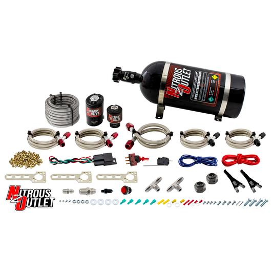 Nitrous Outlet Ford EFI Dual Nozzle System - Gas/E85 (5-55psi)(70-200HP)(10lb Bottle)
