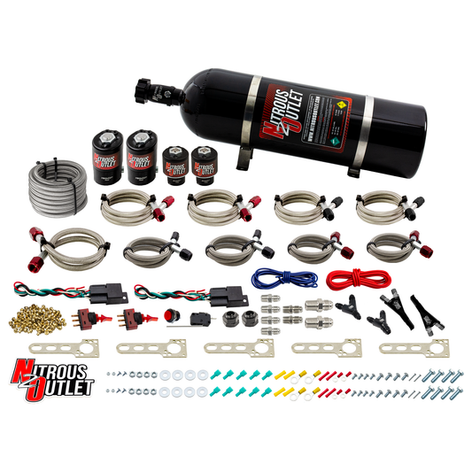 Nitrous Outlet Ford EFI Dual Stage Single Nozzle System - Gas/E85 (5-55psi)(35-200HP)(15lb Bottle)