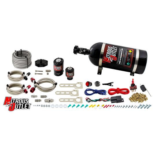 Nitrous Outlet Ford 1999-2004 Mustang 4.6L 2V, Cobra 4.6L 4V, Lightning 5.4L 2V EFI Single Nozzle System - Gas/E85 (5-55psi)(35-200HP)(10lb Bottle)