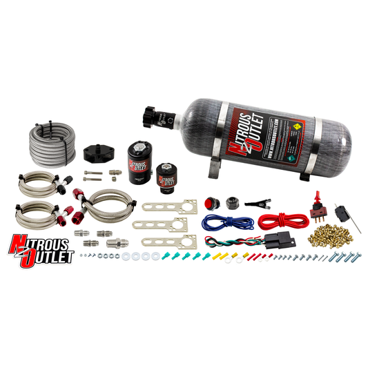 Nitrous Outlet Ford 1999-2004 Mustang 4.6L 2V, Cobra 4.6L 4V, Lightning 5.4L 2V EFI Single Nozzle System - Gas/E85 (5-55psi)(35-200HP)(12lb Bottle)