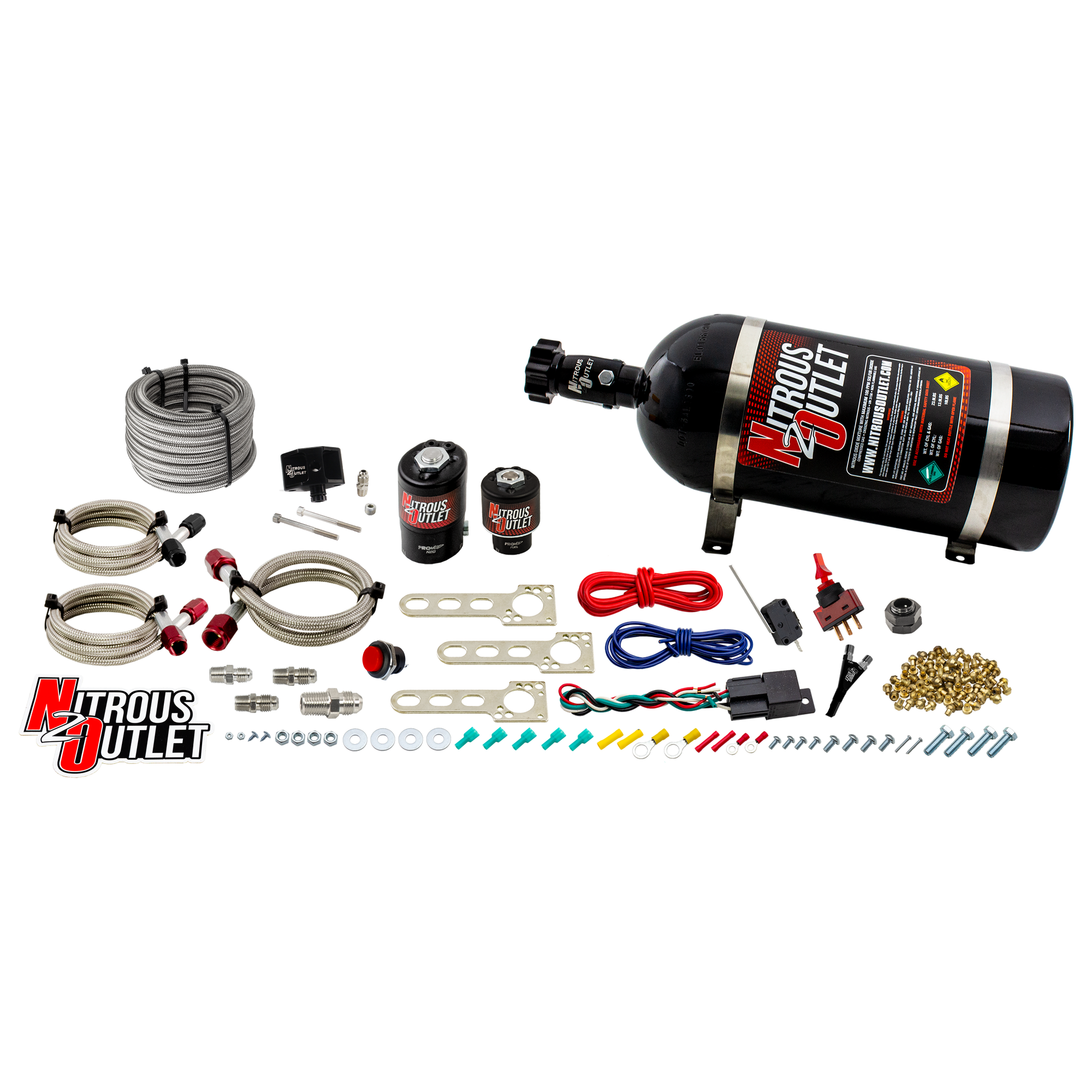 Nitrous Outlet Ford 2005-2010 Mustang 4.6L, 3V, EFI Single Nozzle System - Gas/E85 (5-55psi)(35-200HP)(10lb Bottle)