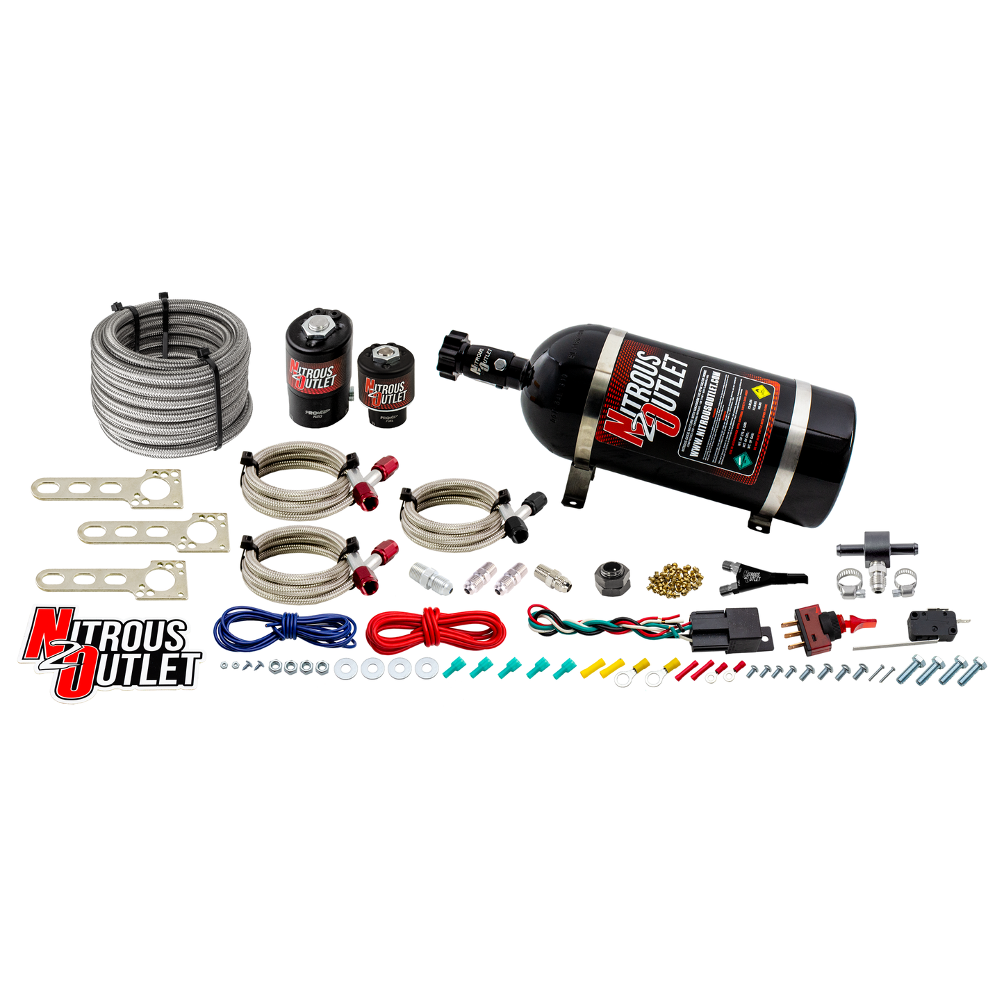 Nitrous Outlet Import EFI Single Nozzle System - Gas/E85 (5-55psi)(35-200HP)(10lb Bottle)