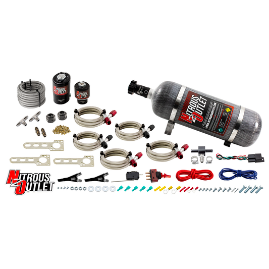 Nitrous Outlet Import EFI Dual Nozzle System - Gas/E85 (5-55psi)(70-200HP)(12lb Bottle)