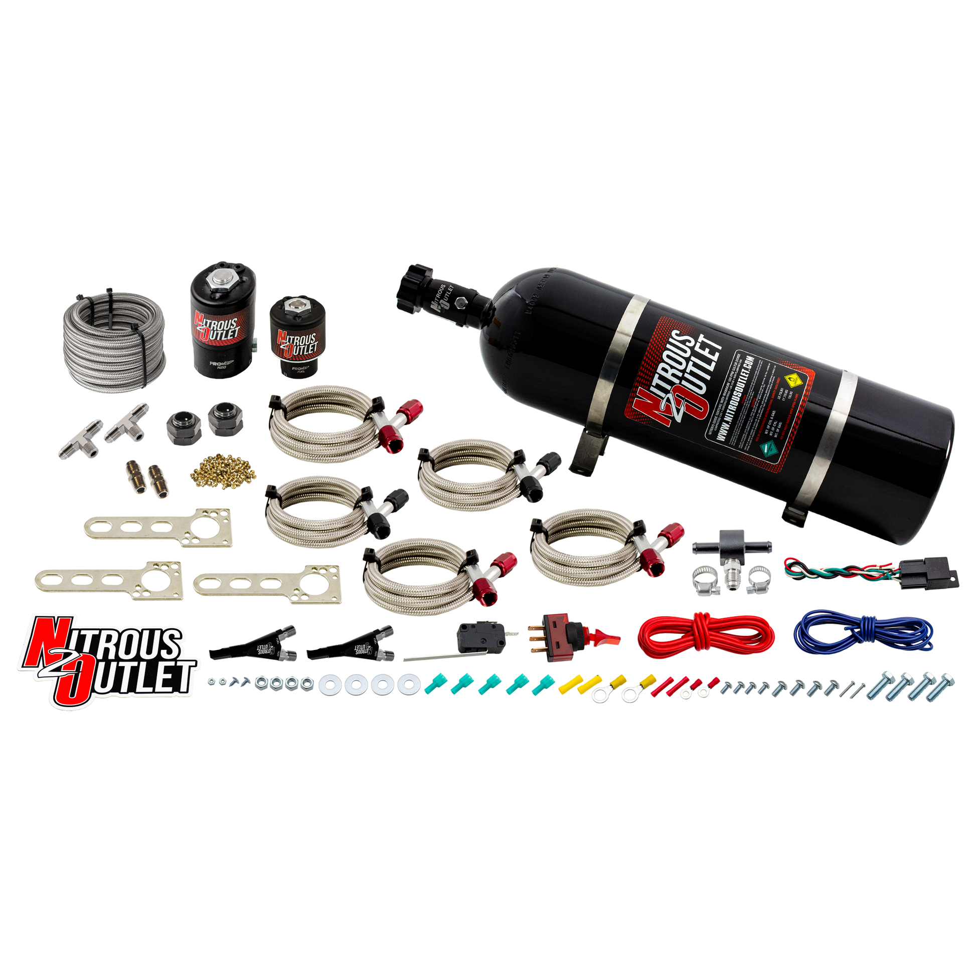 Nitrous Outlet Import EFI Dual Nozzle System - Gas/E85 (5-55psi)(70-200HP)(15lb Bottle)