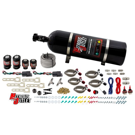 Nitrous Outlet Import EFI Dual Stage Single Nozzle System - Gas/E85 (5-55psi)(35-200HP)(15lb Bottle)