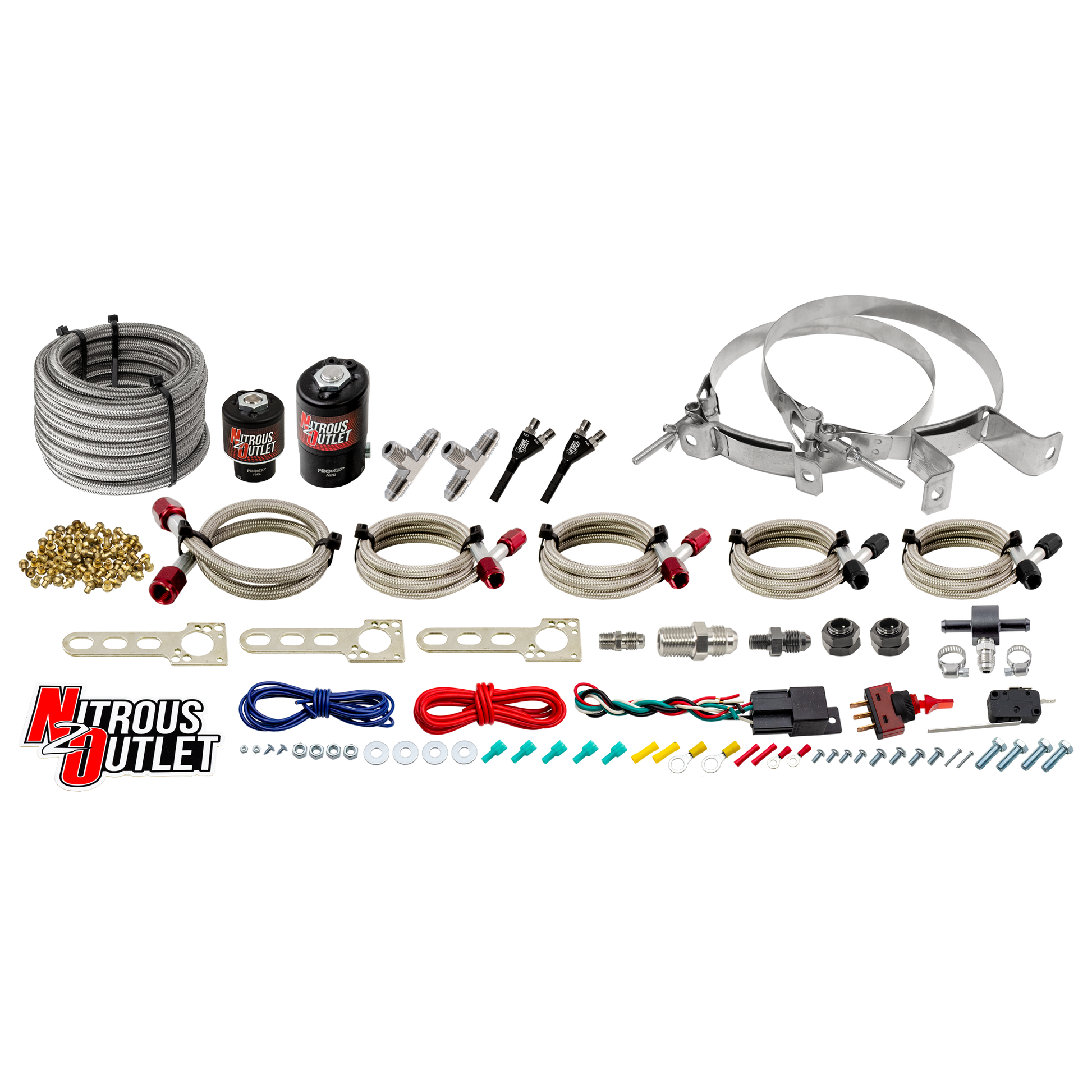 Nitrous Outlet Universal EFI Dual Hydra Nozzle System - Gas/E85 (5-55psi)(100-250HP)(No Bottle)