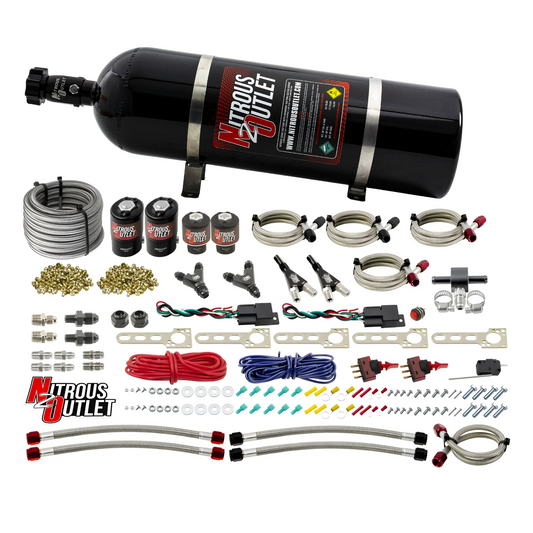Nitrous Outlet Universal EFI Dual Stage Single Nozzle System - Gas/E85 (5-55psi)(35-200HP)(15lb Bottle)