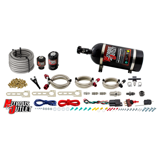 Nitrous Outlet Universal EFI Single Nozzle System - Gas/E85 (5-55psi)(35-200HP)(10lb Bottle)