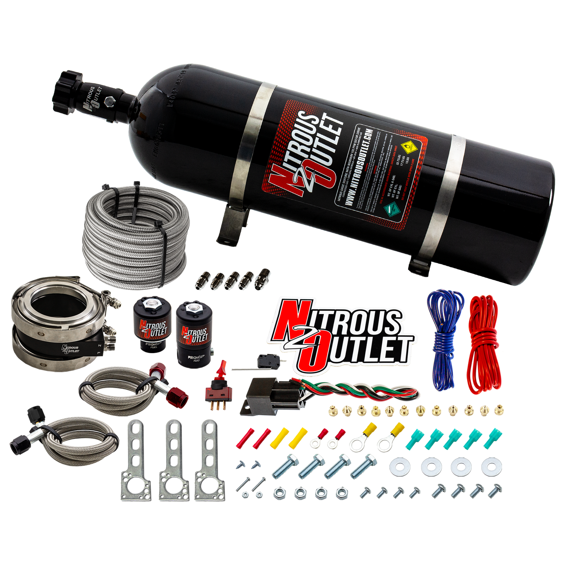 Nitrous Outlet Interspooler 3" Boosted Nitrous Collar System - Gas/E85 (45-55psi)(50-200HP)(15lb Bottle)