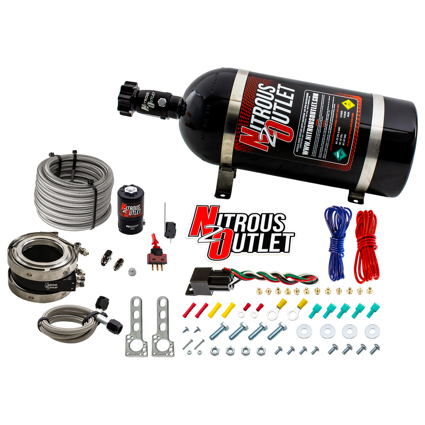 Nitrous Outlet Interspooler 3" Boosted Dry Nitrous Collar System (50-400HP)(10lb Bottle)