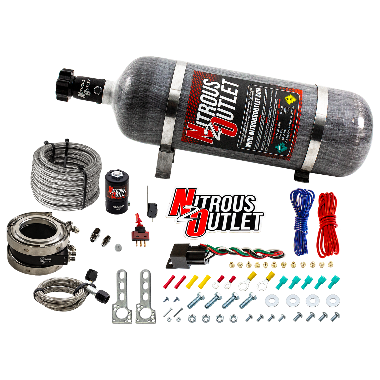 Nitrous Outlet Interspooler 3" Boosted Dry Nitrous Collar System (50-400HP)(12lb Bottle)