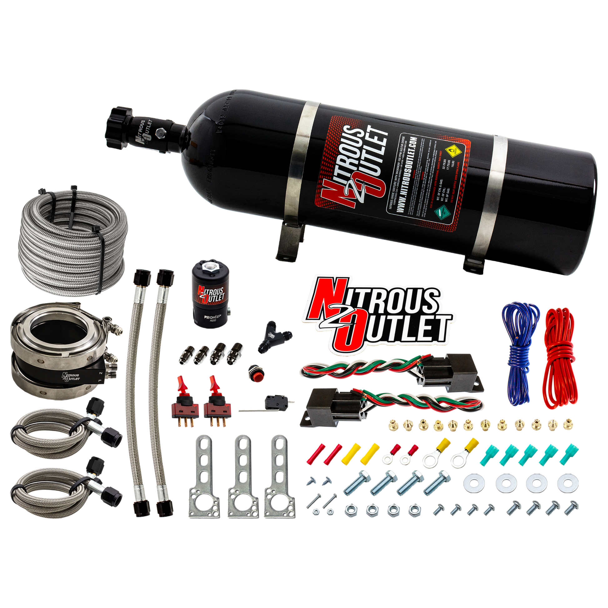 Nitrous Outlet Interspooler 3" Boosted Dual Stage Dry Nitrous Collar System (50-400HP)(15lb Bottle)