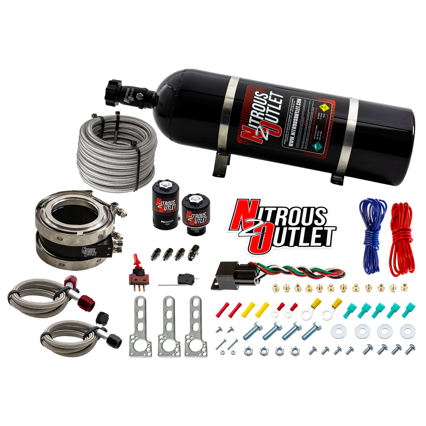 Nitrous Outlet Interspooler 4" Boosted Nitrous Collar System - Gas/E85 (45-55psi)(50-200HP)(15lb Bottle)