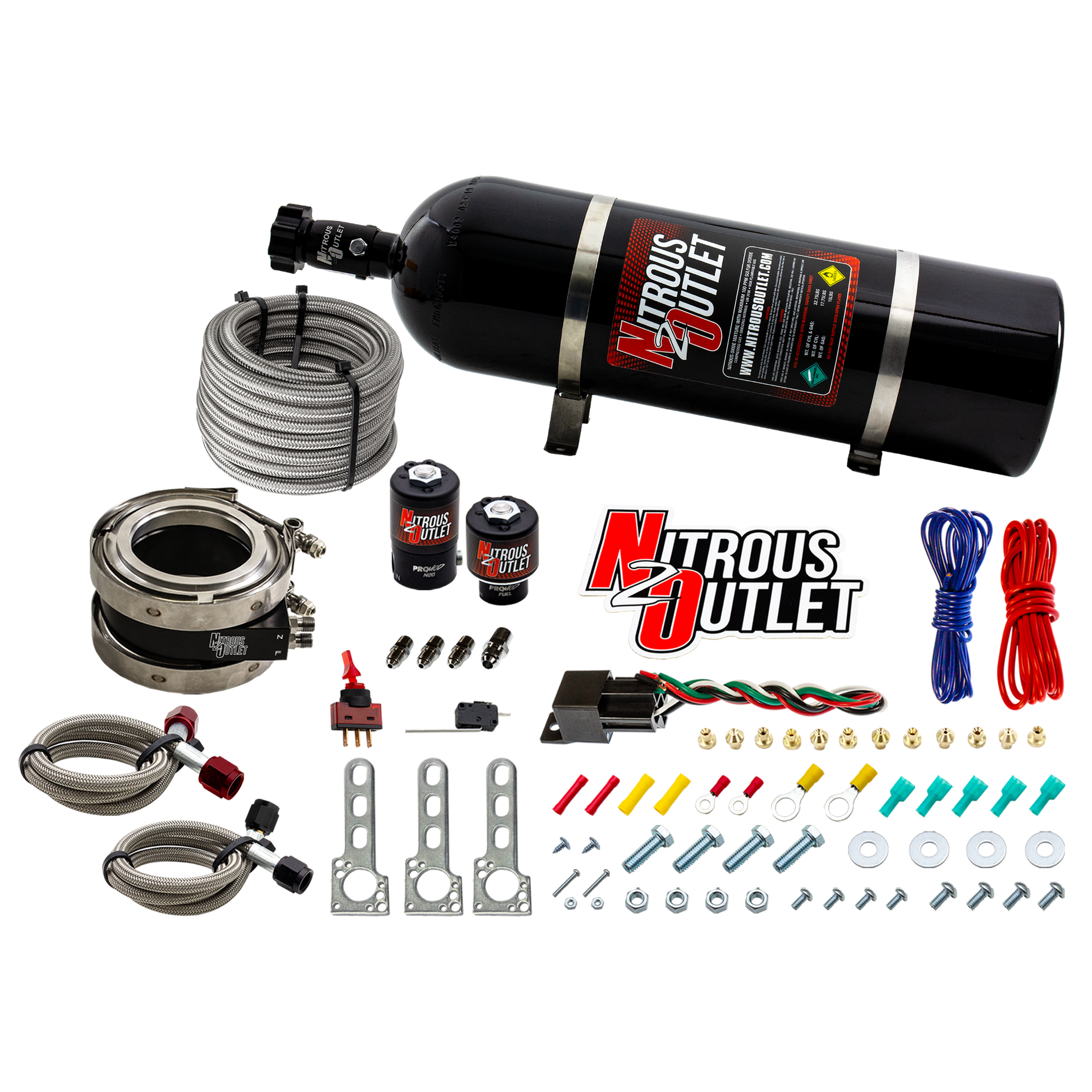 Nitrous Outlet Interspooler 4" Boosted Nitrous Collar System - Gas/E85 (45-55psi)(50-200HP)(15lb Bottle)