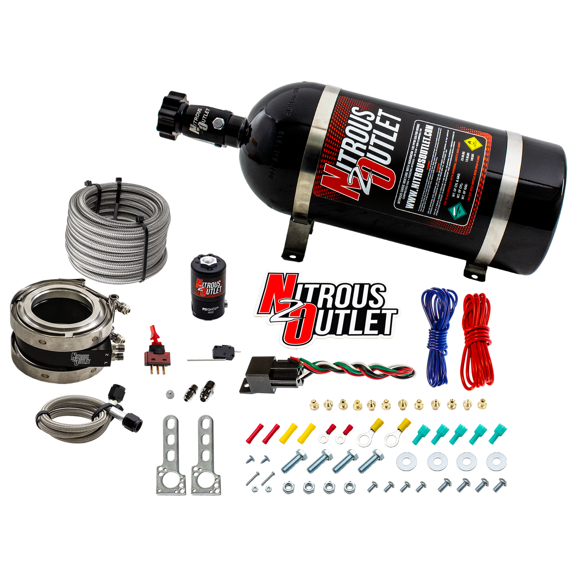 Nitrous Outlet Interspooler 4" Boosted Dry Nitrous Collar System (50-400HP)(10lb Bottle)