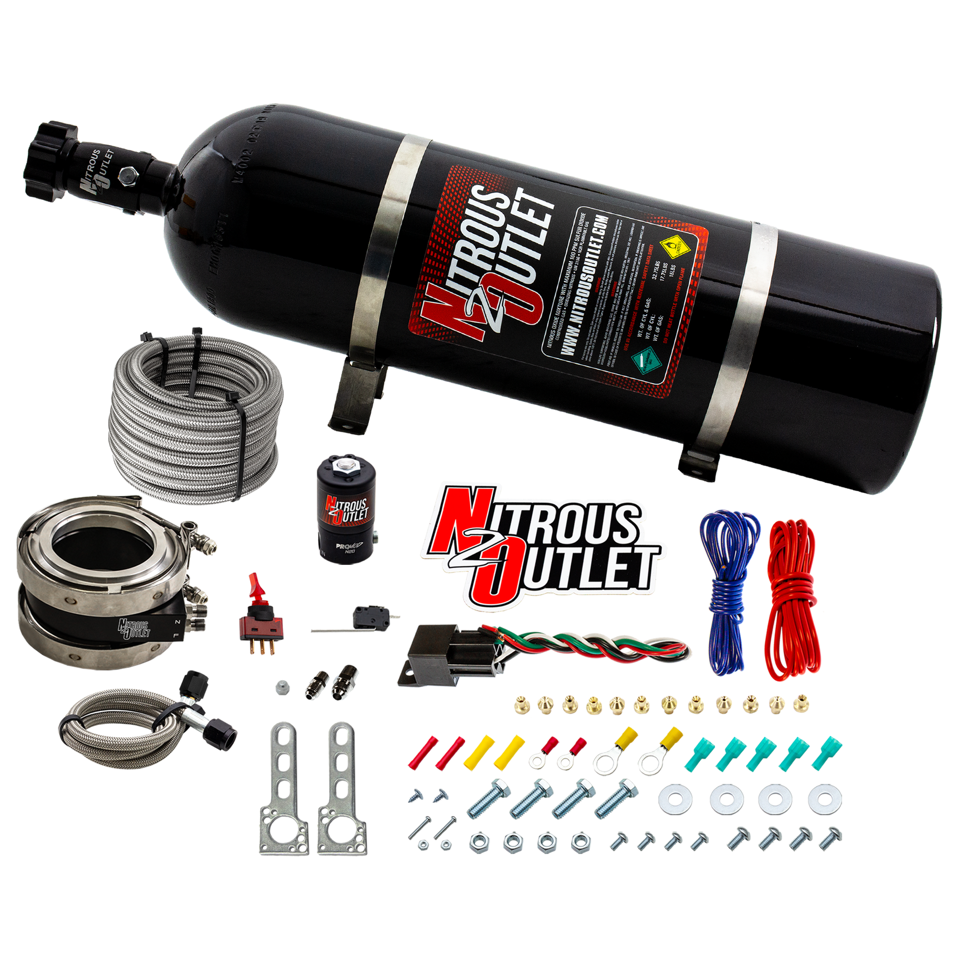 Nitrous Outlet Interspooler 4" Boosted Dry Nitrous Collar System (50-400HP)(15lb Bottle)