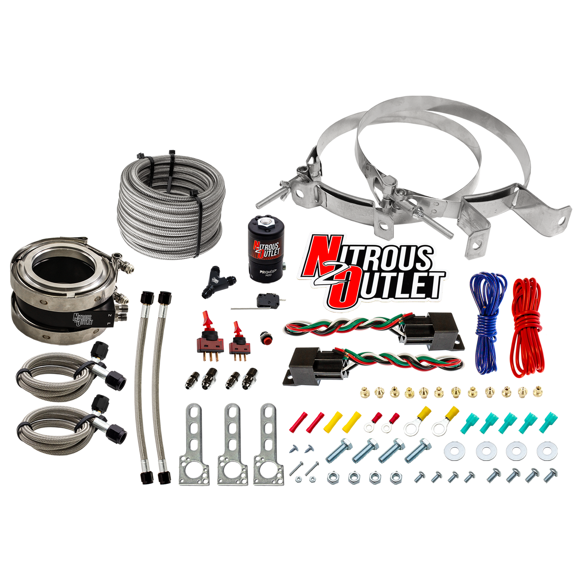 Nitrous Outlet Interspooler 4" Boosted Dual Stage Dry Nitrous Collar System (50-400HP)(No Bottle)