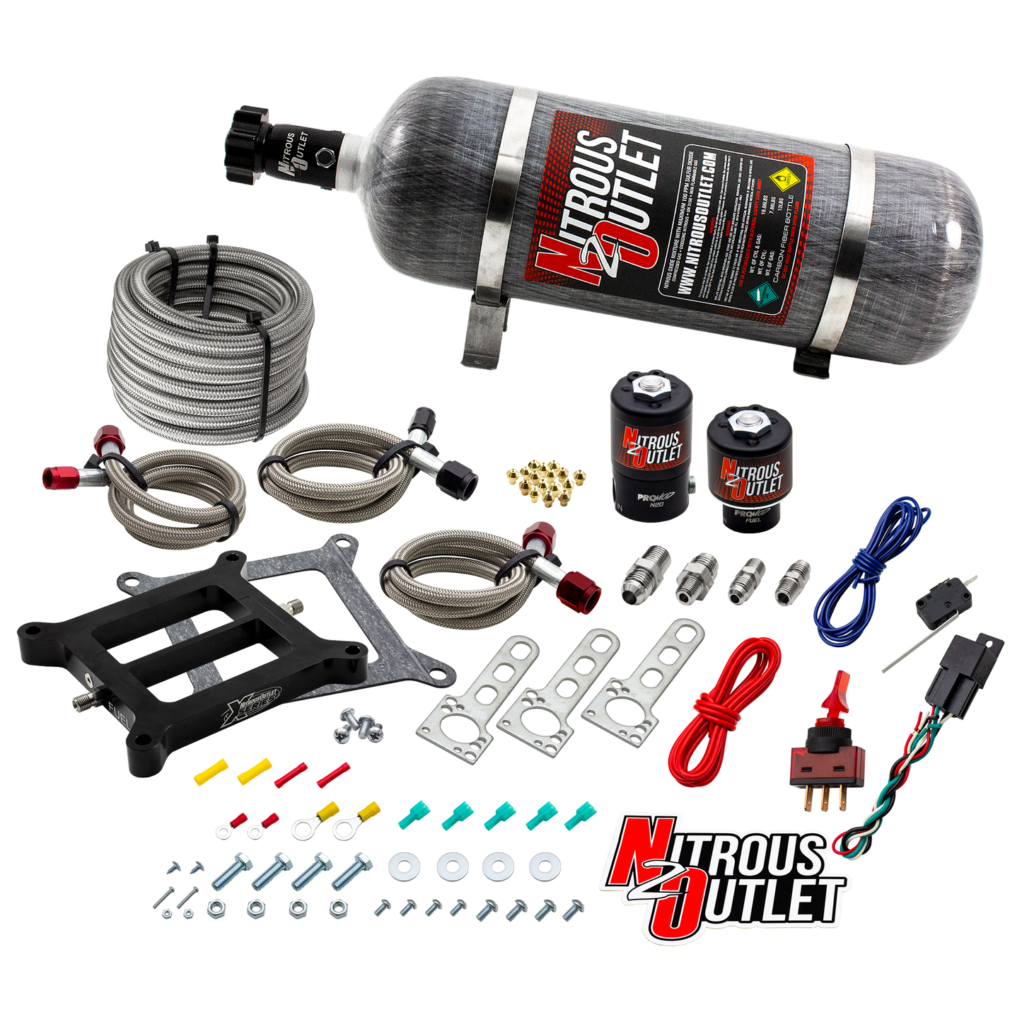 Nitrous Outlet Weekend Warrior 4150 Plate System - Gas/E85 (5-55psi)(100-350 HP)(12LB Bottle)