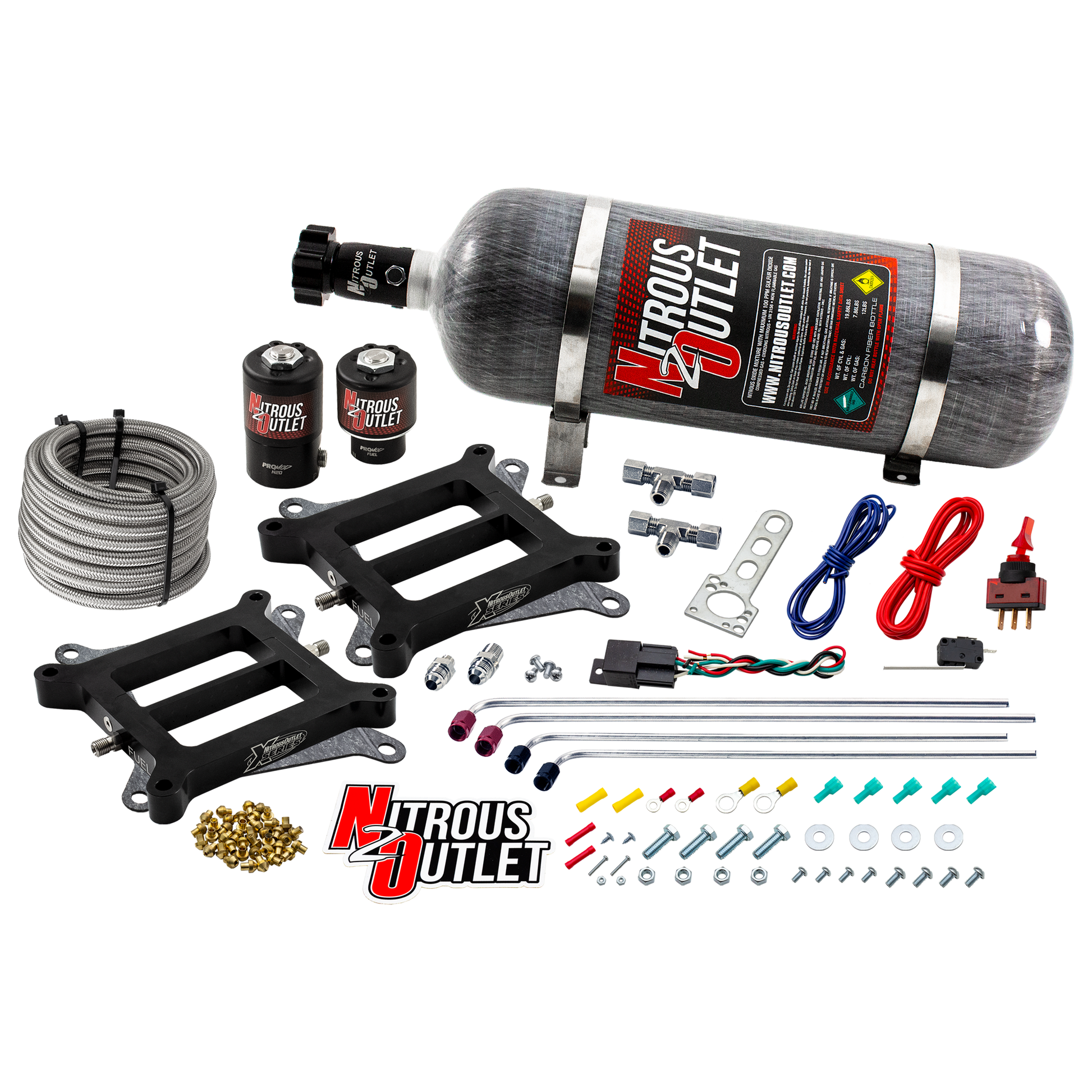 Nitrous Outlet Weekend Warrior 4150 Tunnel Ram System - Gas/E85 (5-55 psi)(100-400 HP)(12LB Bottle)