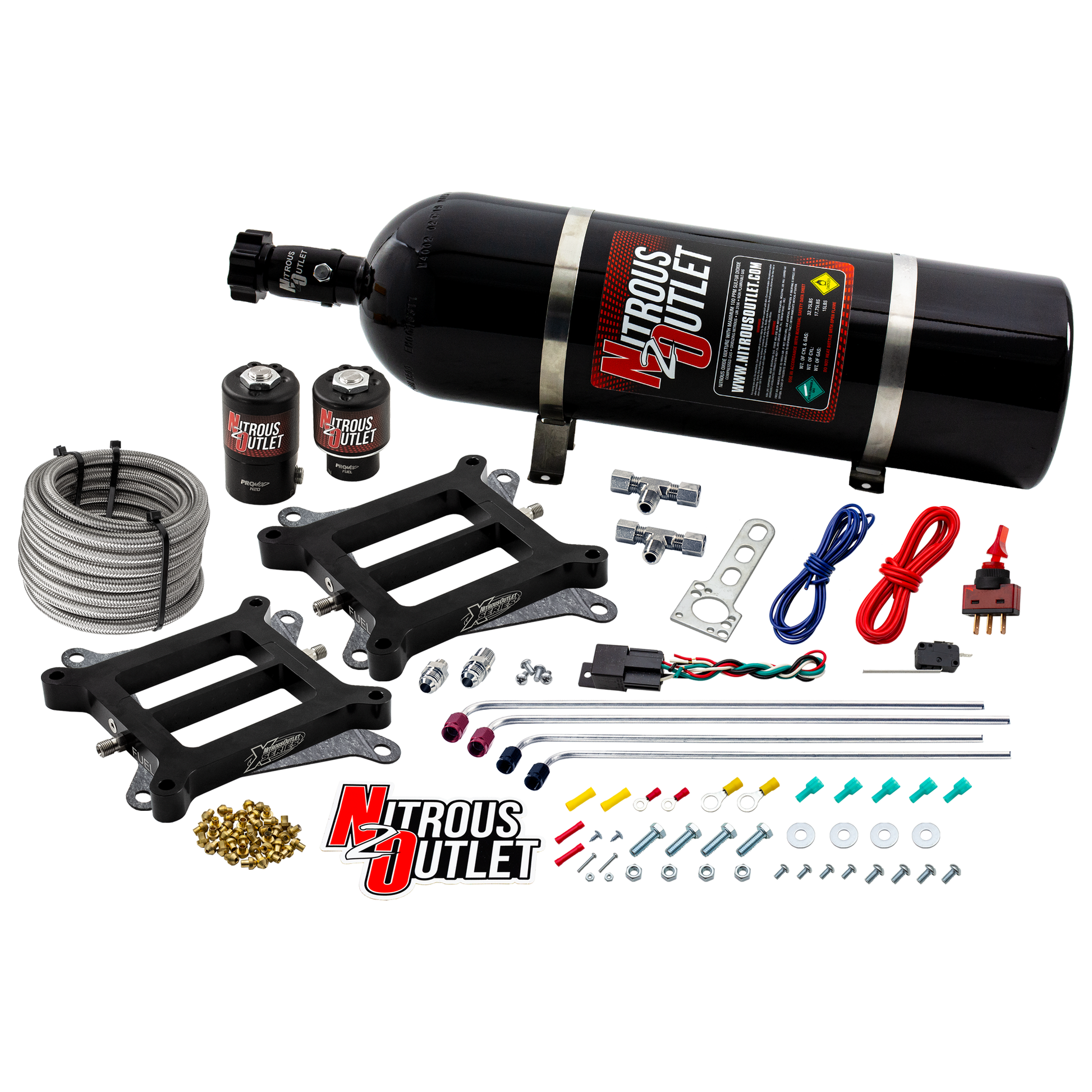 Nitrous Outlet Weekend Warrior 4150 Tunnel Ram System - Gas/E85 (5-55 psi)(100-400 HP)(15LB Bottle)