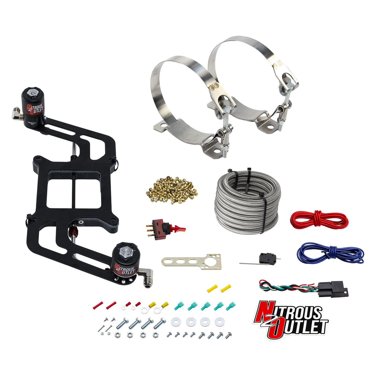 Nitrous Outlet 4150 Weekend Warrior System - Hard-line/.122 Nitrous Solenoid/.177 Fuel Solenoid/Boomerang Solenoid Bracket - (Gas/E85)(5-55 psi)(50-350 HP)(No Bottle)