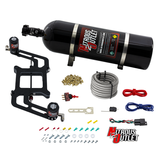 Nitrous Outlet 4150 Weekend Warrior System - Hard-line/.122 Nitrous Solenoid/.177 Fuel Solenoid/Boomerang Solenoid Bracket - (Gas/E85)(5-55 psi)(50-350 HP)(15LB Bottle)