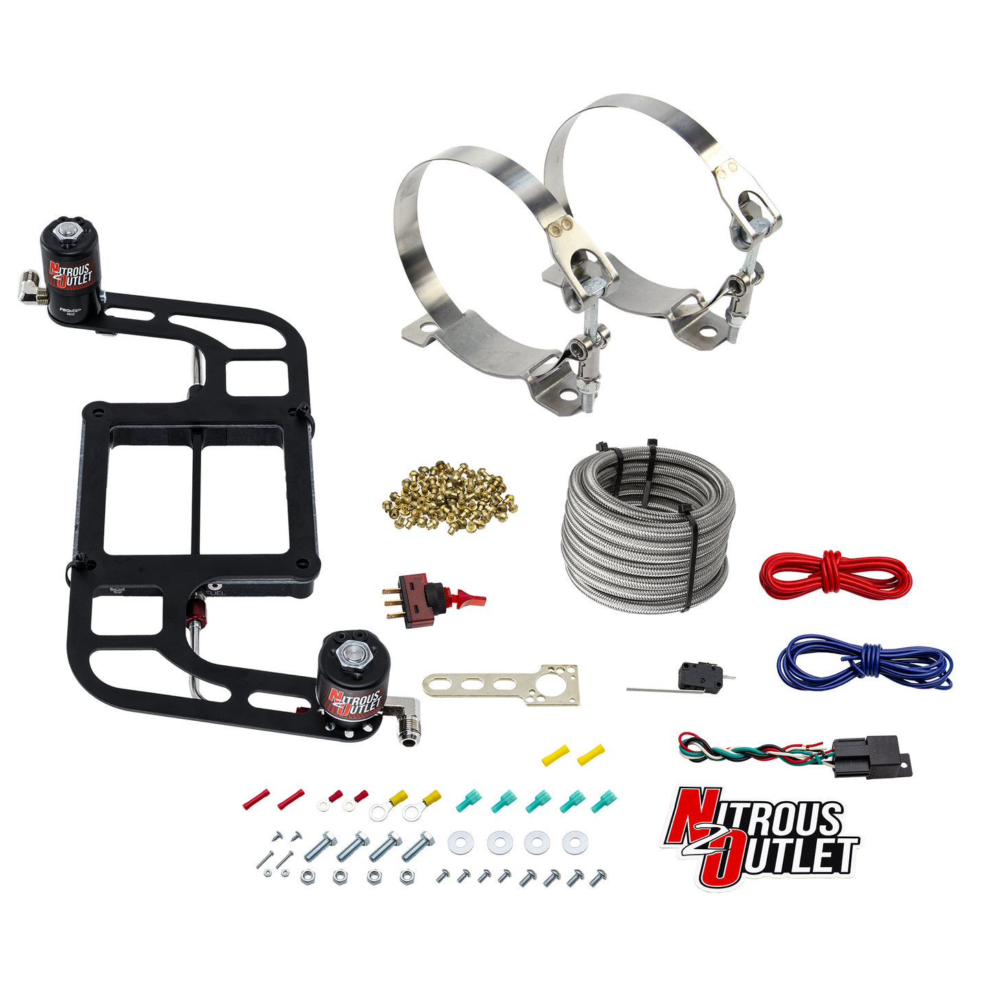 Nitrous Outlet 4500 Weekend Warrior System - Hard-line/.122 Nitrous Solenoid/.177 Fuel Solenoid/Boomerang Solenoid Bracket - (Gas/E85)(5-55 psi)(50-350 HP)(No Bottle)
