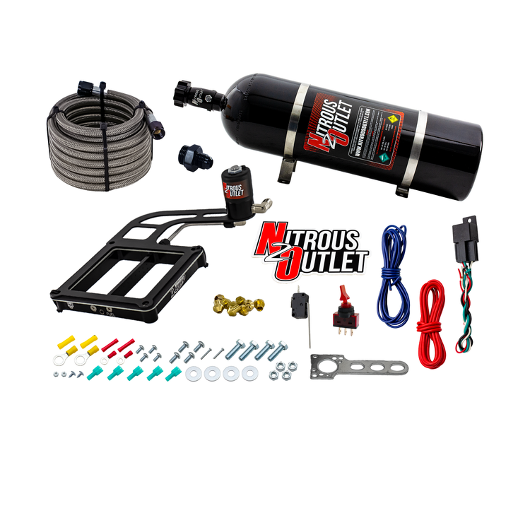 Nitrous Outlet Dry 4500 Weekend Warrior System - Hard-line/.122 Nitrous Solenoid/Boomerang Solenoid Bracket - (50-350 HP)(15lb Bottle)