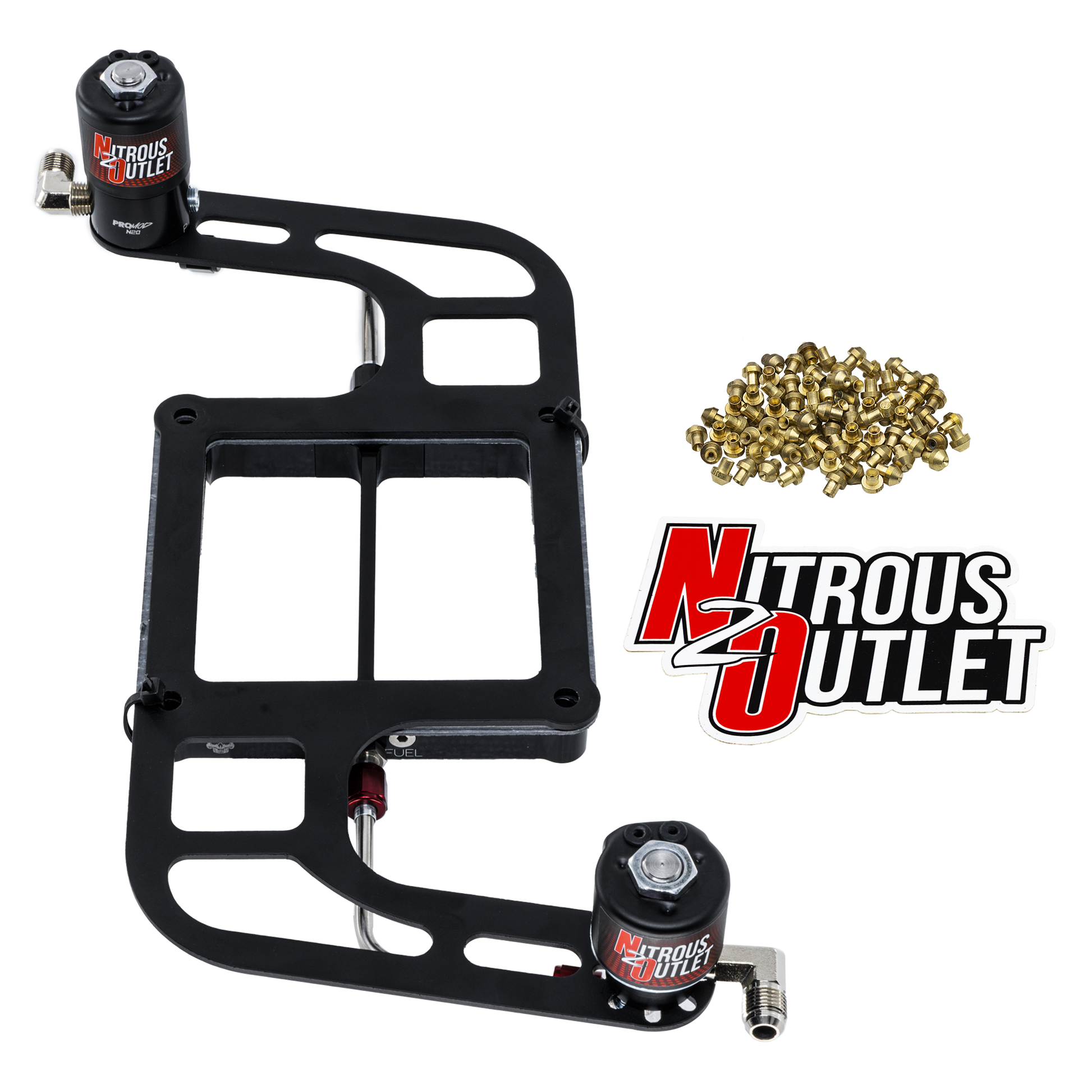Nitrous Outlet Weekend Warrior 4500 Plate Solenoids Forward Conversion - Hard-Line -Boomerang Solenoid Bracket -Gas/E85 (5-55psi)(100-350 HP)